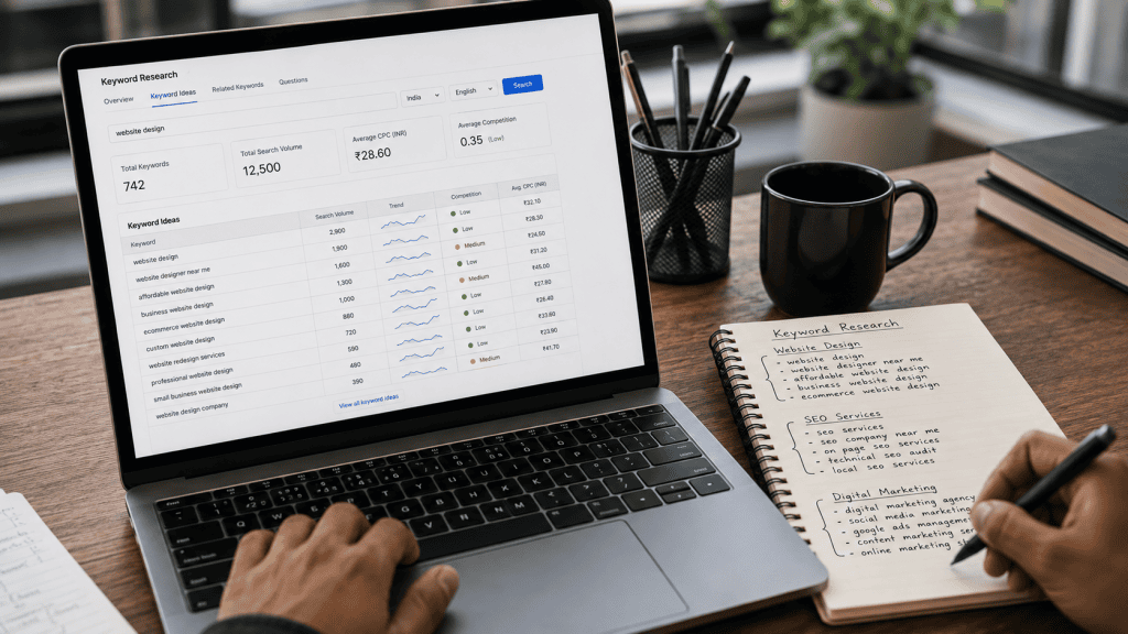 Keyword research for a Google Ads search campaign