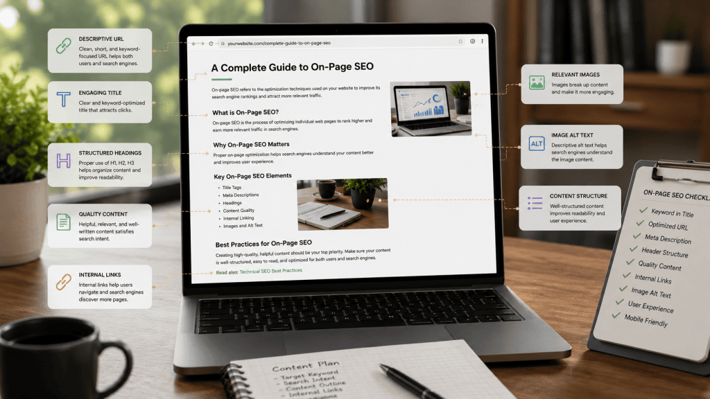 Website article showing important on-page SEO elements